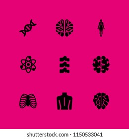 biology icon. 9 biology set with atom, brain, lung and skeleton vector icons for web and mobile app