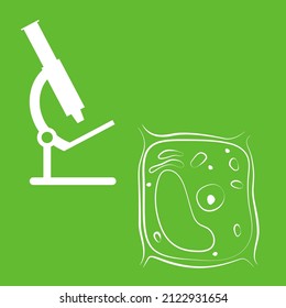 Biology icon. Microscope and biological cell.  Biology clipart.