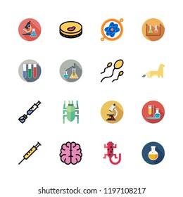 biology icon set. vector set about ermine, beetle, test tubes and flask icons set.