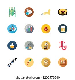 biology icon set. vector set about syringe, flasks, beetle and salamander icons set.