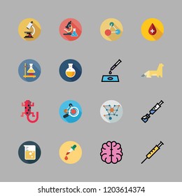 biology icon set. vector set about blood, salamander, pipette and science icons set.