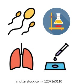 biology icon set. vector set about lungs, sperm, flask and sample icons set.