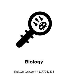 Biology icon vector isolated on white background, logo concept of Biology sign on transparent background, filled black symbol