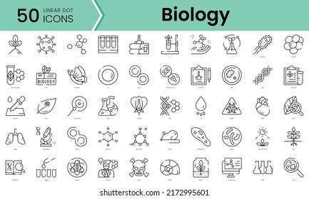 biology Icons bundle. Linear dot style Icons. Vector illustration