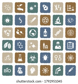 Biology Icons. Grunge Color Flat Design. Vector Illustration.
