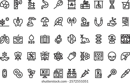 Biology icons High-Quality Vector Icons Collection with Editable Stroke. Ideal for Professional and Creative Projects.