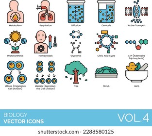 Biology Icons including Active, Transport, Algae, Amphibian, Anatomy, Animal, Annelid, Arthropod, Biology, Biosphere, Bird, Botany, Carnivore, Cell Membrane, Cell Organelle, Cell, Chromosome, Citric A