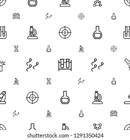 biology icons pattern seamless white background. Included editable outline dna, test tube, microscope, sperm, broken leg or arm icons. biology icons for web and mobile.