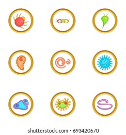 Biology icons set. Cartoon set of 9 biology vector icons for web isolated on white background