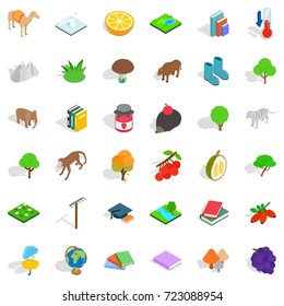 Biology icons set. Isometric style of 36 biology vector icons for web isolated on white background