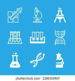 biology icons set with lab test tubes, pipette and dna vector set