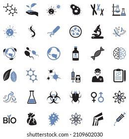 Biology Icons. Two Tone Flat Design. Vector Illustration.