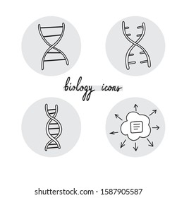 biology icons vector set dna chain