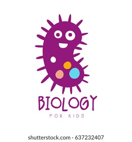 Biology for kids logo symbol. Colorful hand drawn label