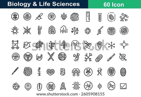 Biology and Life Sciences line art icon