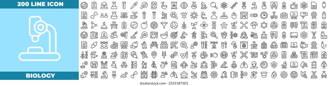 Biology Line Editable Icons set. Vector illustration in modern thin line style of biology icons: biology,science,research,chemistry etc