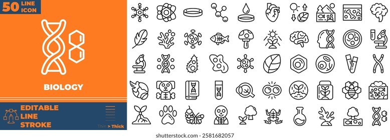 Biology Line Editable Icons set. Vector illustration in modern thin line style of biology icons: laboratory, experiment, scientist, research, etc