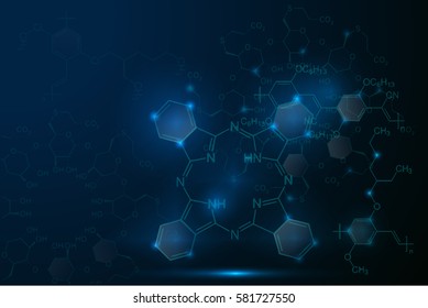 Biology, medicine scientific, molecular research dna concept. Custom shapes and colours cells and moleculas closeup in focus. Abstract vector background illustration for your design and business