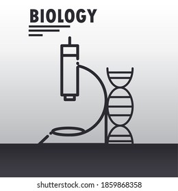 microscopio biológico y molécula de dna línea de ciencia icono ilustración vectorial