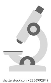 Biology microscope icon for laboratory, lab magnifier illustration.
Simple microscope instrument to magnify the size of cells, tissue, bacteria, virus and microorganisms under the lens. Vector graphic