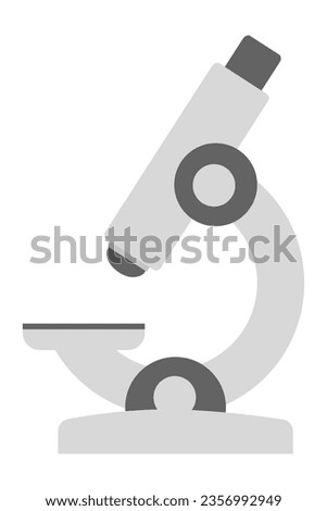 Biology microscope icon for laboratory, lab magnifier illustration.
Simple microscope instrument to magnify the size of cells, tissue, bacteria, virus and microorganisms under the lens. Vector graphic