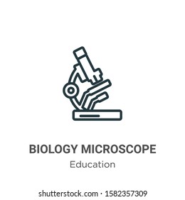 Biology microscope outline vector icon. Thin line black biology microscope icon, flat vector simple element illustration from editable education concept isolated on white background