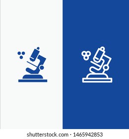 Biology, Microscope, Science Line and Glyph Solid icon Blue banner Line and Glyph Solid icon Blue banner. Vector Icon Template background