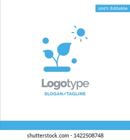 Biology, Plant, Science, Sun Blue Solid Logo Template. Place for Tagline