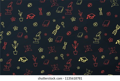 Biology School subject with hand-draw doodles. Education banner. Vector illustration