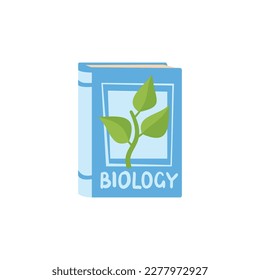Biology school subject textbook. Students textbook for school biology lessons and exploring nature, flat vector illustration isolated on white background.