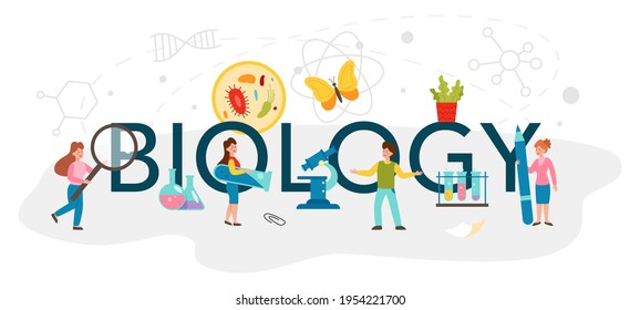 Biology School Subject Typographic Header Scientist Stock Vector ...