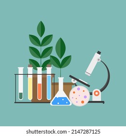 Biology science education concept poster in flat style design.