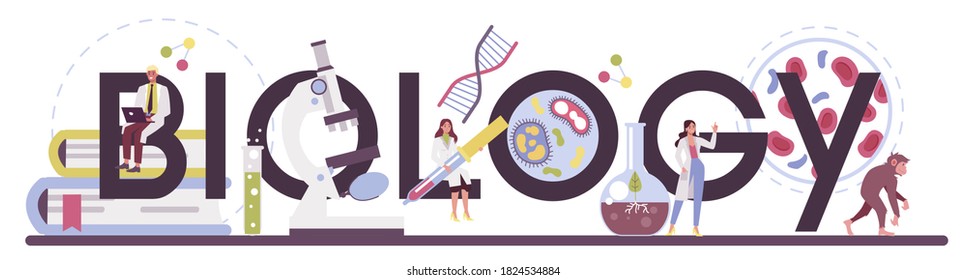 Biology Science Typographic Header Scientist Make Stock Vector (Royalty ...