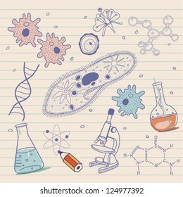 Biology sketches background in vintage style