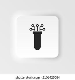 Biology, smart. Bioengineering neumorphic style vector icon. Biotechnology for health, researching. Molecular biology, biomedical and molecular engineering Neumorphism, neumorphic style icon