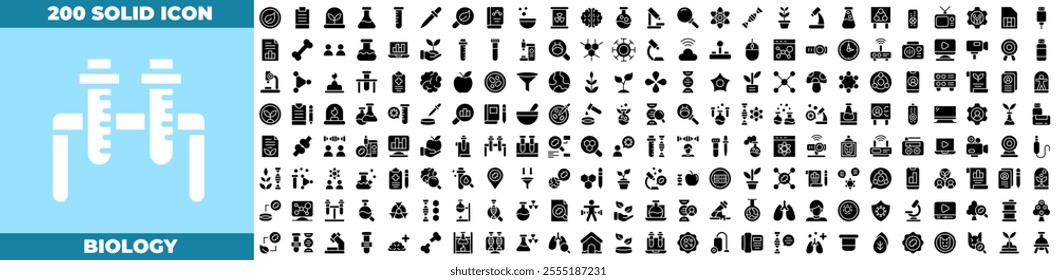 Biology Solid Editable Icons set. Vector illustration in modern thin solid style of biology icons: biology,science,research,chemistry etc