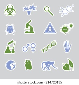 biology stickers set eps10