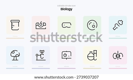 Biology stroke icon. Biology line icon set. editable stroke icon pack. Line, Thin, Linear Style Icon Bundle. Fully Customizable