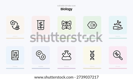 Biology stroke icon. Biology line icon set. editable stroke icon pack. Line, Thin, Linear Style Icon Bundle. Fully Customizable