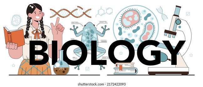 Biology Typographic Header Students Exploring Nature Stock Vector ...