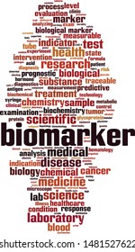 Biomarker word cloud concept. Collage made of words about biomarker. Vector illustration 