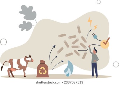 Biomass energy as alternative electricity production.flat vector illustration.Renewable eco power generation solution using living organisms .