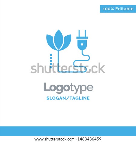 Biomass, Energy, Cable, Plug Blue Solid Logo Template. Place for Tagline