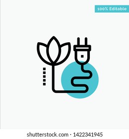 Biomass, Energy, Cable, Plug turquoise highlight circle point Vector icon