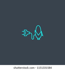Biomass Energy concept blue line icon. Simple thin element on dark background. Biomass Energy concept outline symbol design from green energy set. Can be used for web and mobile UI/UX