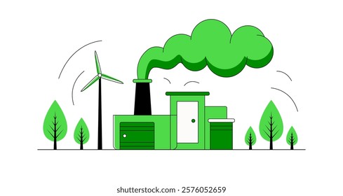 Biomass Energy Factory Vector concept A Sustainable Solution for Clean Energy Production