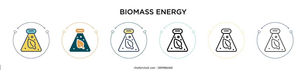 Biomass energy icon in filled, thin line, outline and stroke style. Vector illustration of two colored and black biomass energy vector icons designs can be used for mobile, ui, web