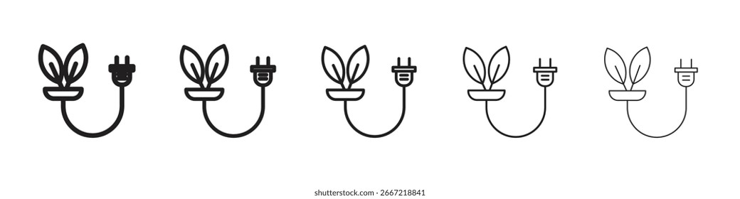 Biomasse Energie Symbol einfache editierbare Schlaganfall-Serie Paket. EPS10