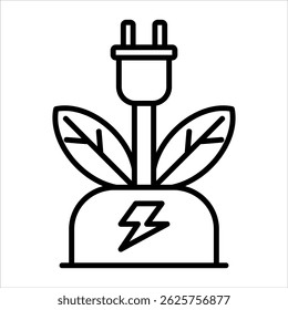 Icono de energía de biomasa. Ilustración de contorno de Vector simple