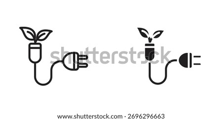 Biomass energy icon in thin stroke and flat style.